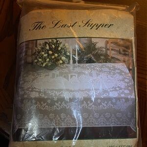 Vintage Beige Lace Tablecloth The Last Supper
60” x 122” Oblong New in Package